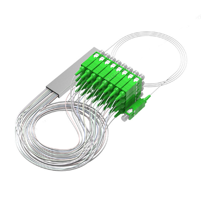 ท่อเหล็ก 1 * 8 LC / APC เครื่องแยกไฟเบอร์ออปติก เหมาะสําหรับเชื่อมต่อสําหรับกล่อง Wdm Fiber Plc G.657A1 SingleMode
