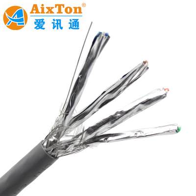 วัสดุประกอบความละเอียด PE ที่มีรหัสสี ปราง Cat6a SFTP UTP Lan Cable สําหรับเครือข่ายภายในความเร็วสูง
