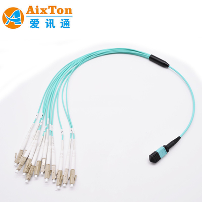 สายใยไฟเบอร์ MTP-12 PRO จากโรงงานเวียดนาม ((หญิง/ชาย) 8-144 สายใยไฟเบอร์ OM3 สําหรับศูนย์ข้อมูล